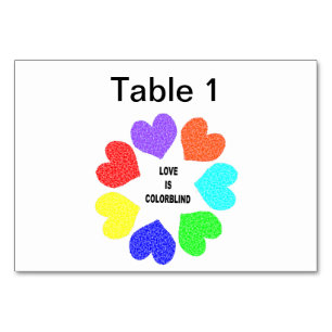 Numeração De Mesa Coração Arco-Íris Cotovelo Interracial Copia Table