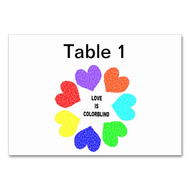 Numeração De Mesa Coração Arco-Íris Cotovelo Interracial Copia Table (Frente)