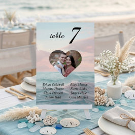 Numeração De Mesa Coração de Casamento na Praia Foto