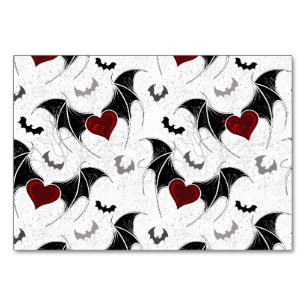 Numeração De Mesa Coração de Halloween com asas de morcego pretas