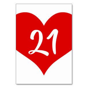 Numeração De Mesa Coração Numerado Vermelho