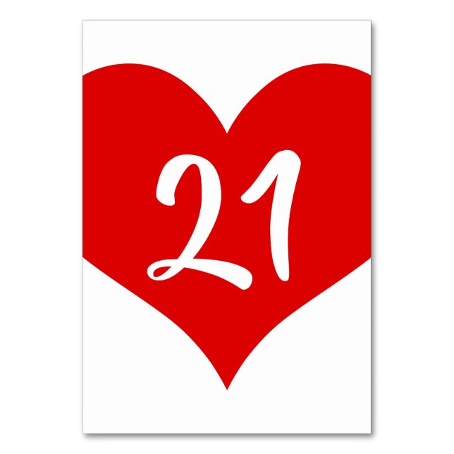 Numeração De Mesa Coração Numerado Vermelho (Frente)