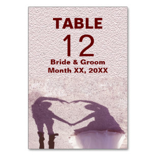 Numeração De Mesa Coração Silhouette Casal Bridal em Casamento de Ar