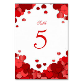 Numeração De Mesa Corações Vermelhos, Dia dos Namorados, Casamento, 