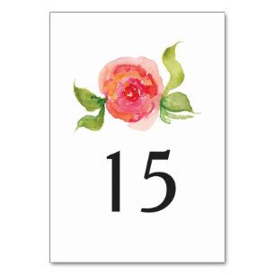 Numeração De Mesa coral cor-de-rosa aquarela floral número da mesa d