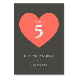 Numeração De Mesa Coral Heart Wedding
