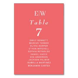 Numeração De Mesa Coral Simples Sunset Elegante com Casamento Monogr