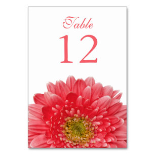 Numeração De Mesa Coral White Gerbera Daisy Wedding