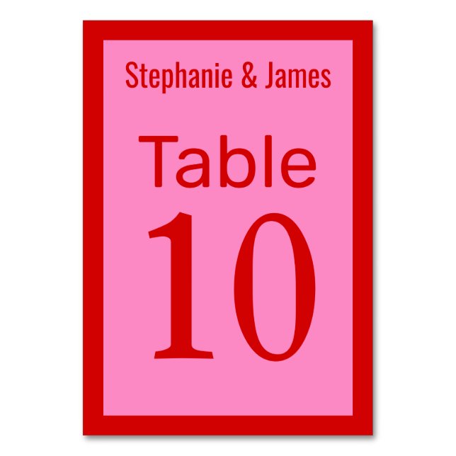 Numeração De Mesa Cores Elegantes de DIY Rosa #3 Vermelho (Frente)