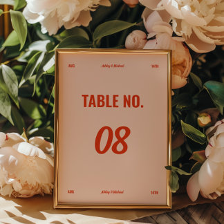 Numeração De Mesa Cores Retro Minimalistas Casamento