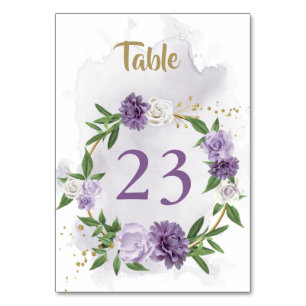 Numeração De Mesa coroa de flores roxas