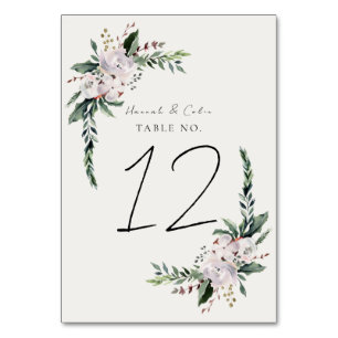 Numeração De Mesa Coroa de Inverno Minimalista Elegante Branco Verde