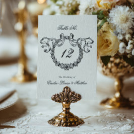 Numeração De Mesa Coroa de Monograma Francês Vintage para Casamento
