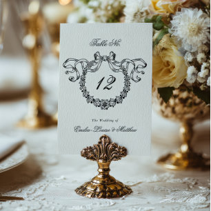 Numeração De Mesa Coroa de Monograma Francês Vintage para Casamento