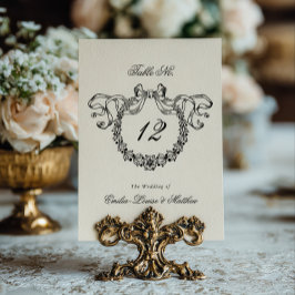 Numeração De Mesa Coroa de Monograma Francês Vintage para Casamento