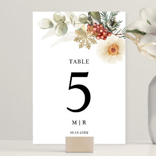 Numeração De Mesa Coroa de Natal Floral Casamento de Inverno