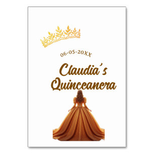 Numeração De Mesa coroa de princesa laranja quinceanera aniversário