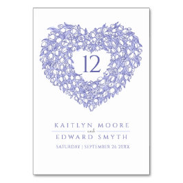 Numeração De Mesa costume de casamento de tulipas azuis monograma