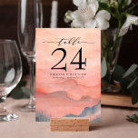 Numeração De Mesa Costura de Coral Russo da Montanha de Aquarela<br><div class="desc">Quando se trata de papelaria de casamento,  estilos de floresta arrancam o tema para uma noite mágica ou um fim de semana inteiro nas montanhas...  coloque o tom do seu casamento rústico com esta design de inspiração montanhosa que apresenta um fundo de montanha de cor d'água com pinheiros.</div>