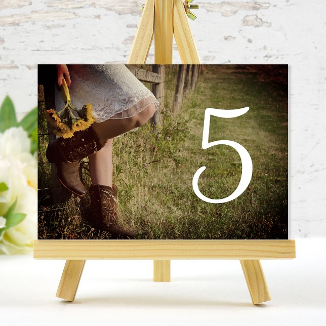 Numeração De Mesa Cowgirl Sunflower Western Wedding Table Number (Criador carregado)
