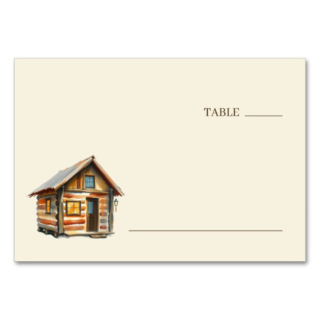 Numeração De Mesa Cozy Rustic Log Cabin Watercolor (Frente)