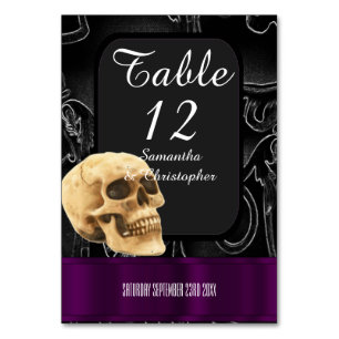 Numeração De Mesa Crânio de fantasia gótico preto e roxo