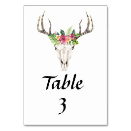 Numeração De Mesa Crânio Floral Tropical Boho