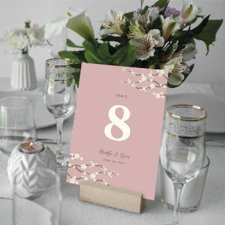 Numeração De Mesa Cream Sakura Cherry Blossoms Elegante Casamento As