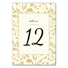 Numeração De Mesa Creme Floral e Casamento Dourado