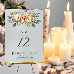 Numeração De Mesa Creme Floral & Fita - Prata