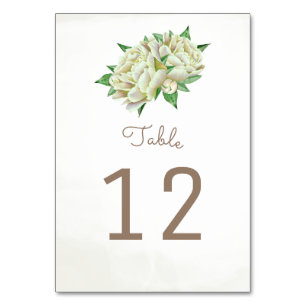 Numeração De Mesa Creme Peony Flower Table Number Cards