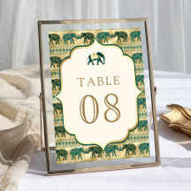 Creme Verde Esmeralda Ouro Elefante Casamento Indi