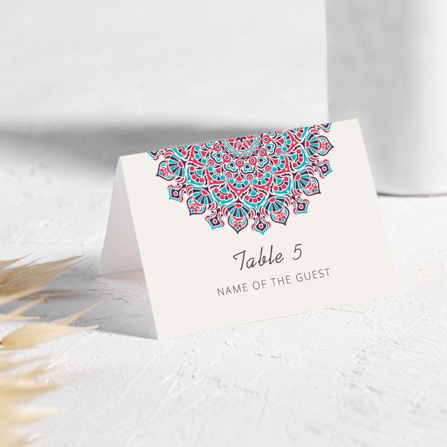 Numeração De Mesa Crescent Moon Mandala Wedding Place Card (Criador carregado)