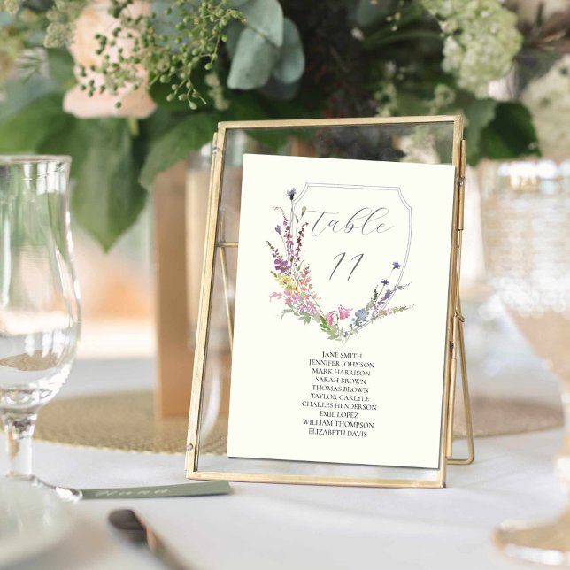 Numeração De Mesa Crest de flor selvagem (wildflower table seating card)