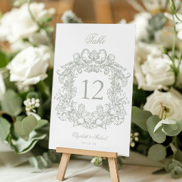 Numeração De Mesa Crest Esgotado Elegante Noiva Verde Sage Casamento
