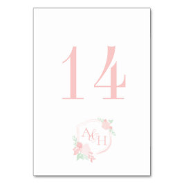 Numeração De Mesa Crest Floral Monograma Cor de Água Rosa