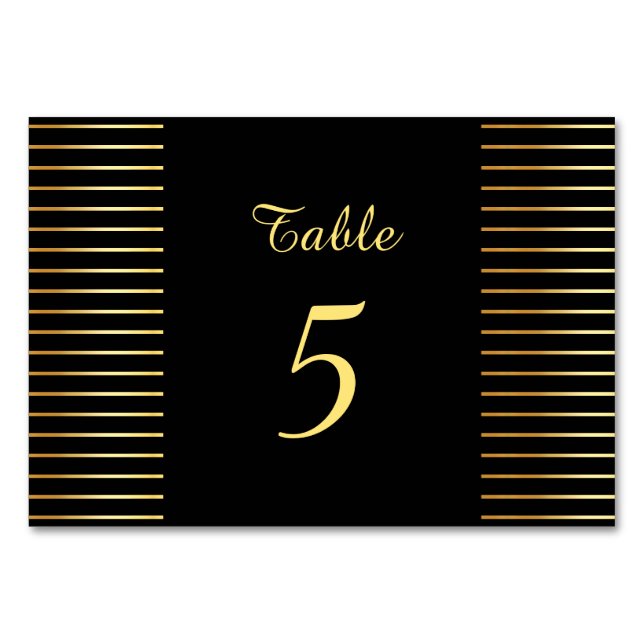 Numeração De Mesa Criativo Preto E Dourado Modelo moderno Elegante (Frente)
