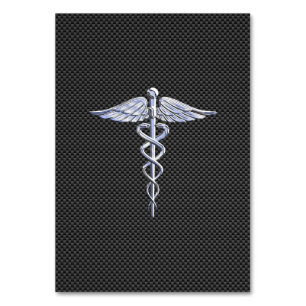 Numeração De Mesa Cromo Como Caduceus Símbolo Médico Fibra de Carbon
