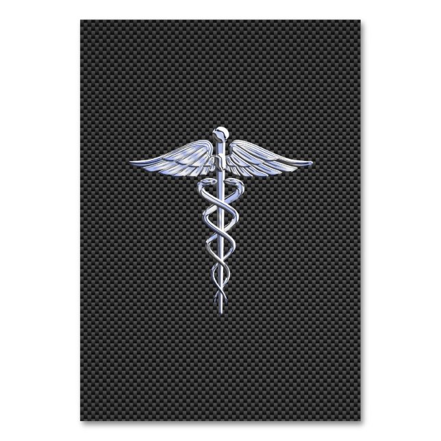 Numeração De Mesa Cromo Como Caduceus Símbolo Médico Fibra de Carbon (Frente)