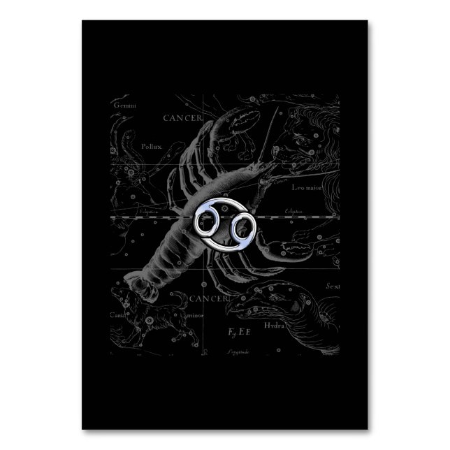 Numeração De Mesa Cromo como Cancer - Sinal Zodiac em Hevelius (Frente)