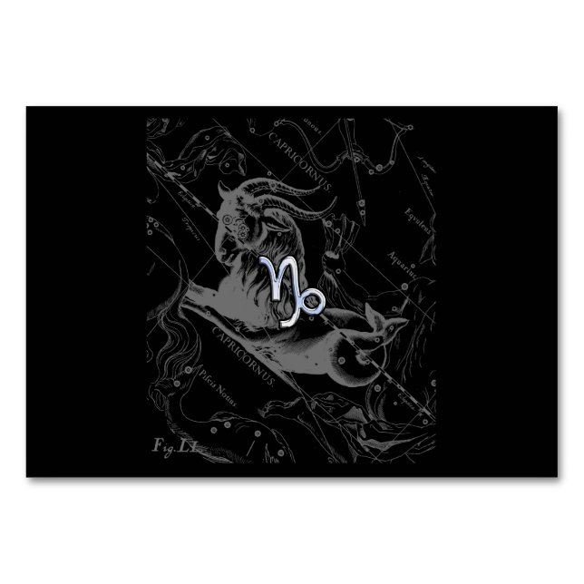 Numeração De Mesa Cromo como Capricórnio Zodiac Sinal em Hevélio (Frente)