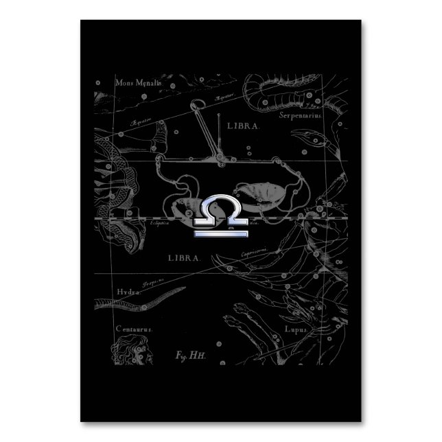 Numeração De Mesa Cromo como Libra Zodiac Sinal em Hevélio (Frente)