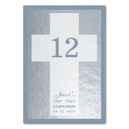Numeração De Mesa Cross First Community Faux Silver Dusty Blue Boy