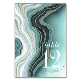 Numeração De Mesa Crystal Agate Wedding Table Number Teal ID825