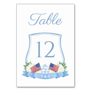 Numeração De Mesa Cume de Aquarela Vermelho Branco e Azul Atemporal 