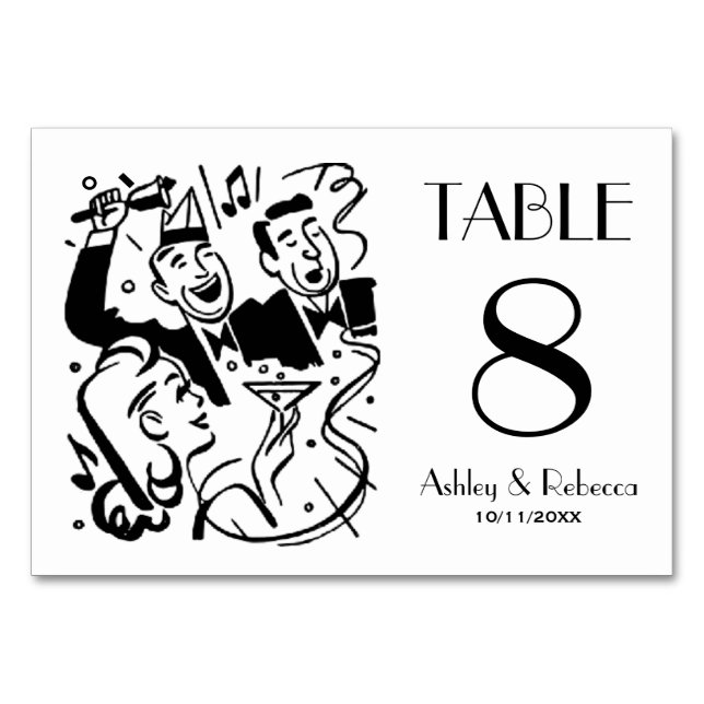 Numeração De Mesa Custom Art Deco Cocktail Party Table Number (Frente)