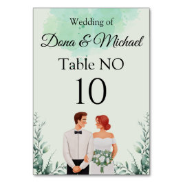 Numeração De Mesa Custom green watercolor flowy wedding