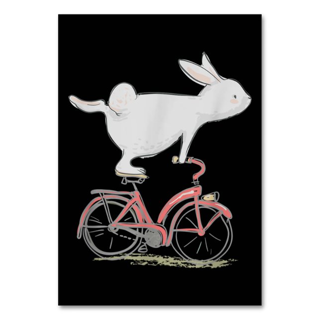 Numeração De Mesa Cute Bunny Rabbit On Bike Cycling Bicycle (Frente)