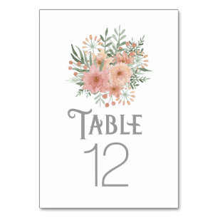Numeração De Mesa D-Blush do Buquê de Watercolor654