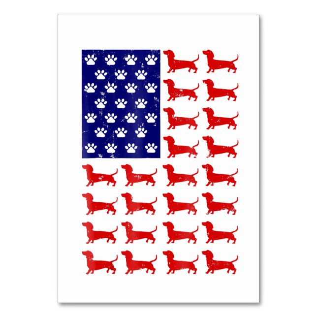 Numeração De Mesa Dachshund - Bandeira Americana Cuta 4 De Julho (Frente)
